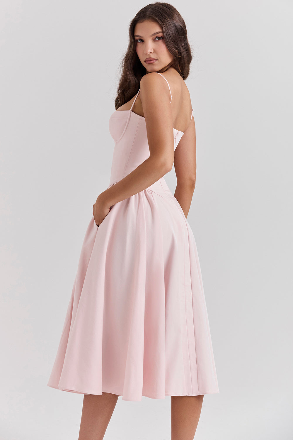 Valentina | Corset Midi Dres Pink