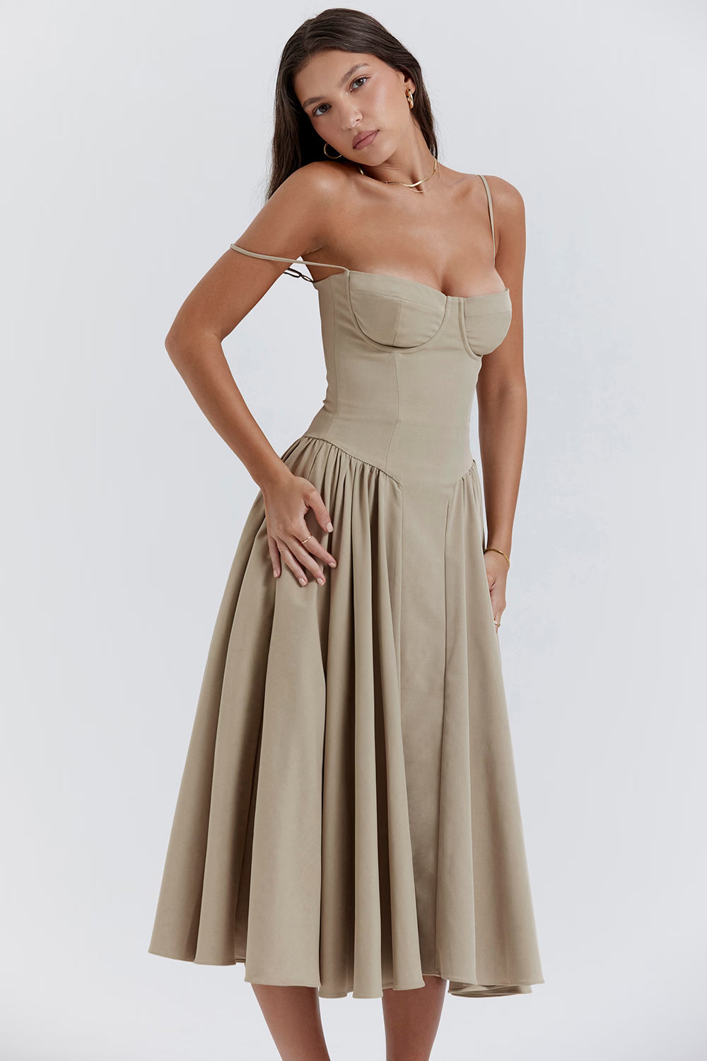 Valentina | Corset Midi Dres Pink