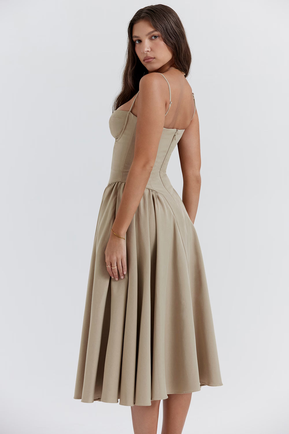 Valentina | Corset Midi Dres Taupe