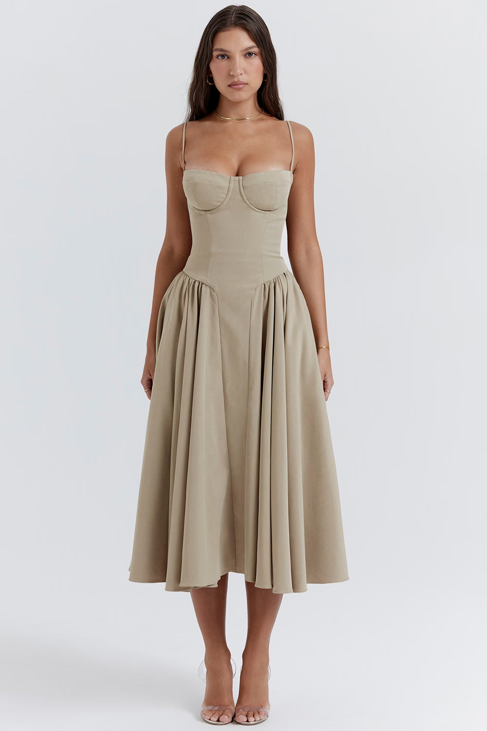 Lory | Elegant Midi Dress Taupe