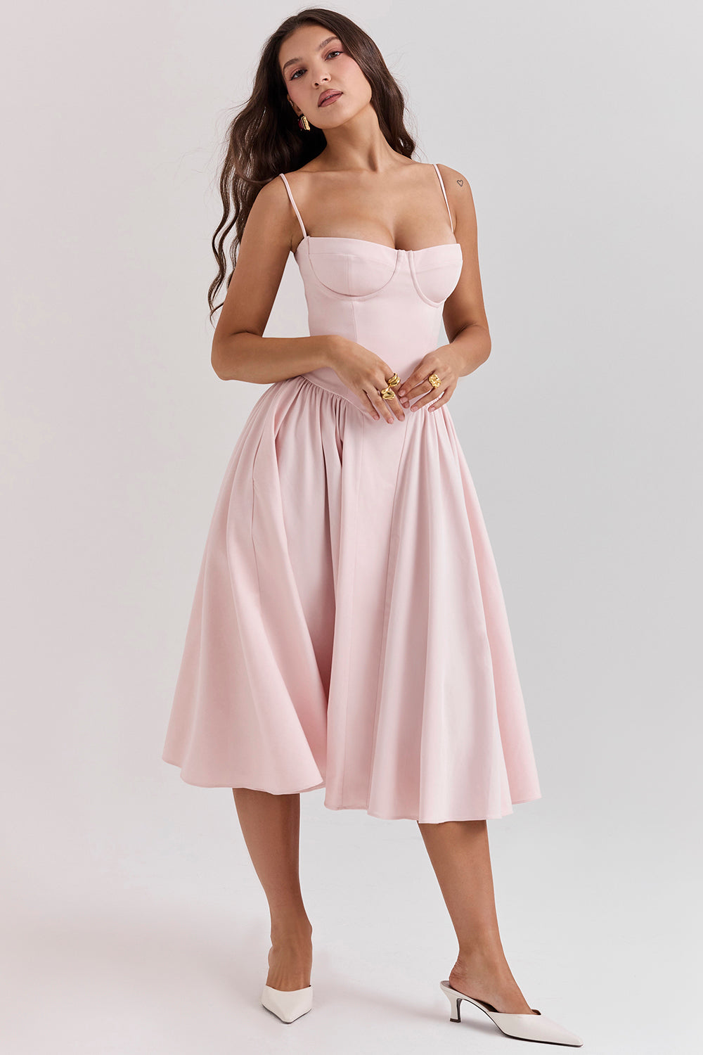 Valentina | Corset Midi Dres Pink