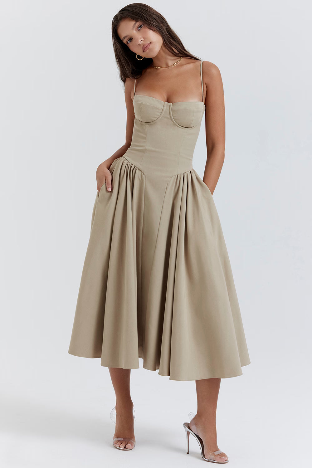 Valentina | Corset Midi Dres Pink
