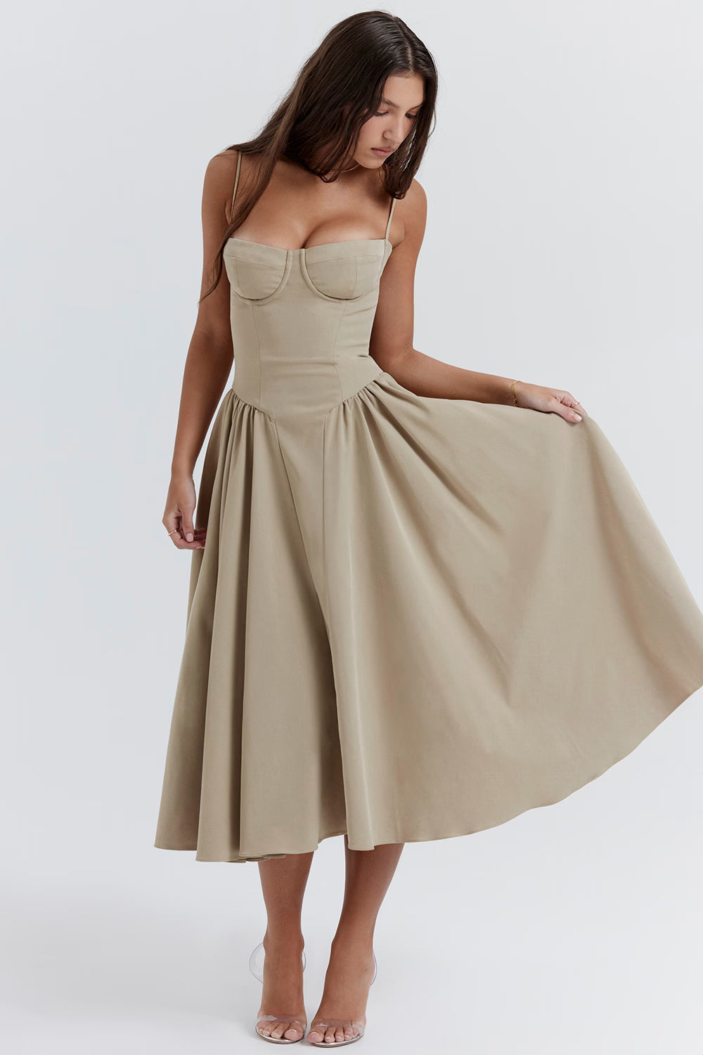 Valentina | Corset Midi Dres Pink
