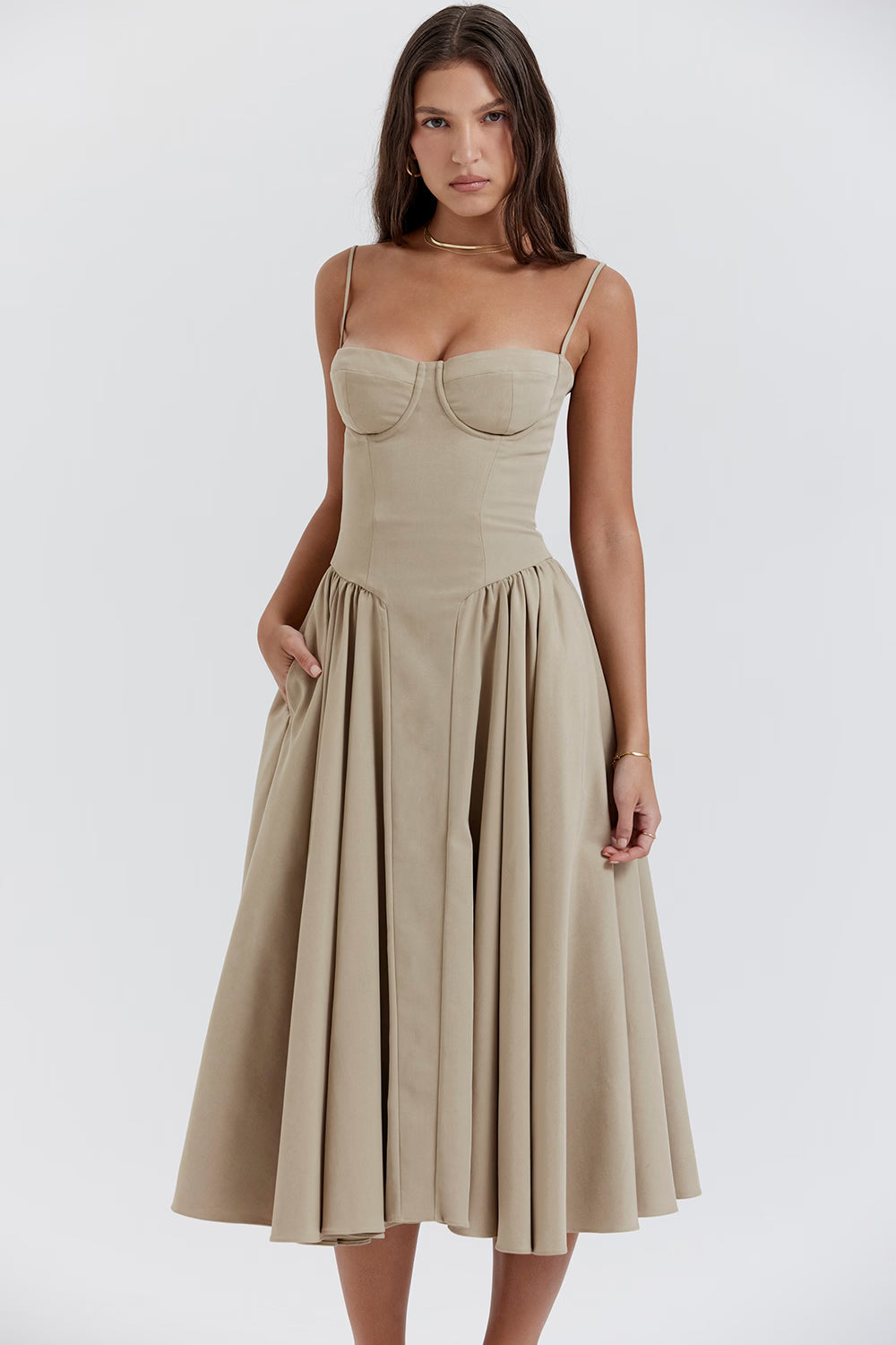 Valentina | Corset Midi Dres Pink