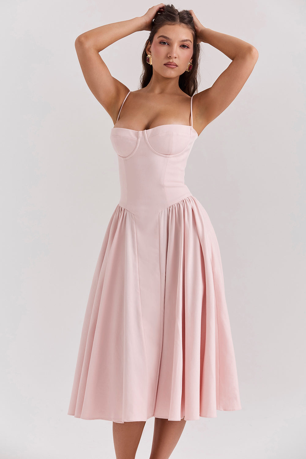 Valentina | Corset Midi Dres Navy
