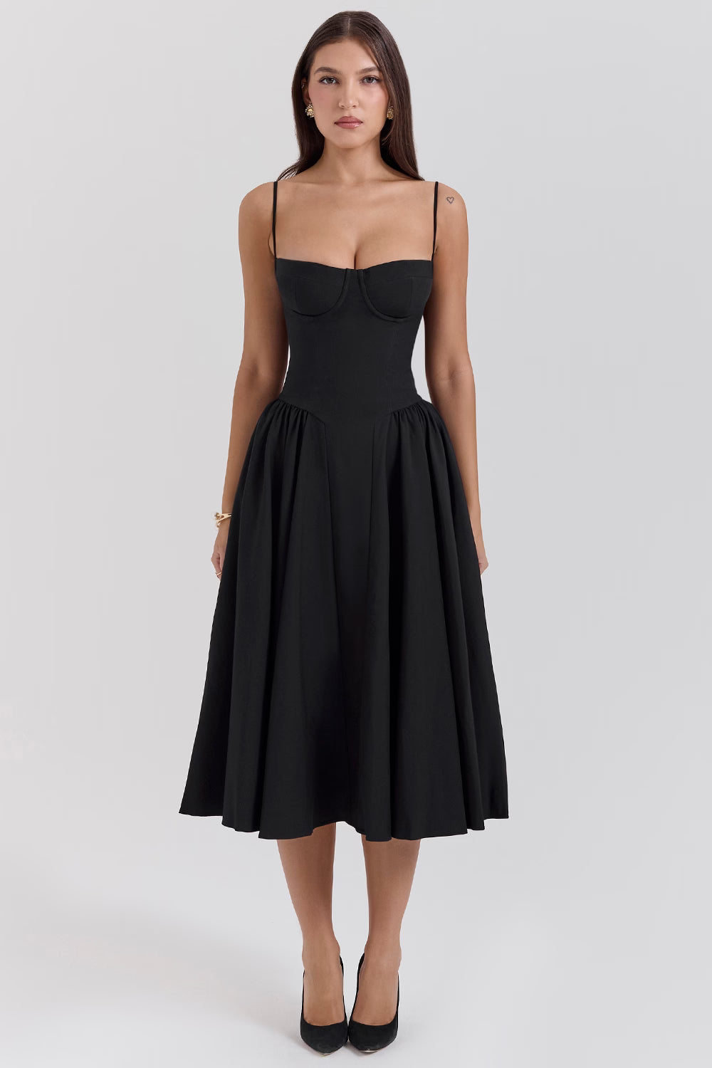 Lory | Elegant Midi Dress Black