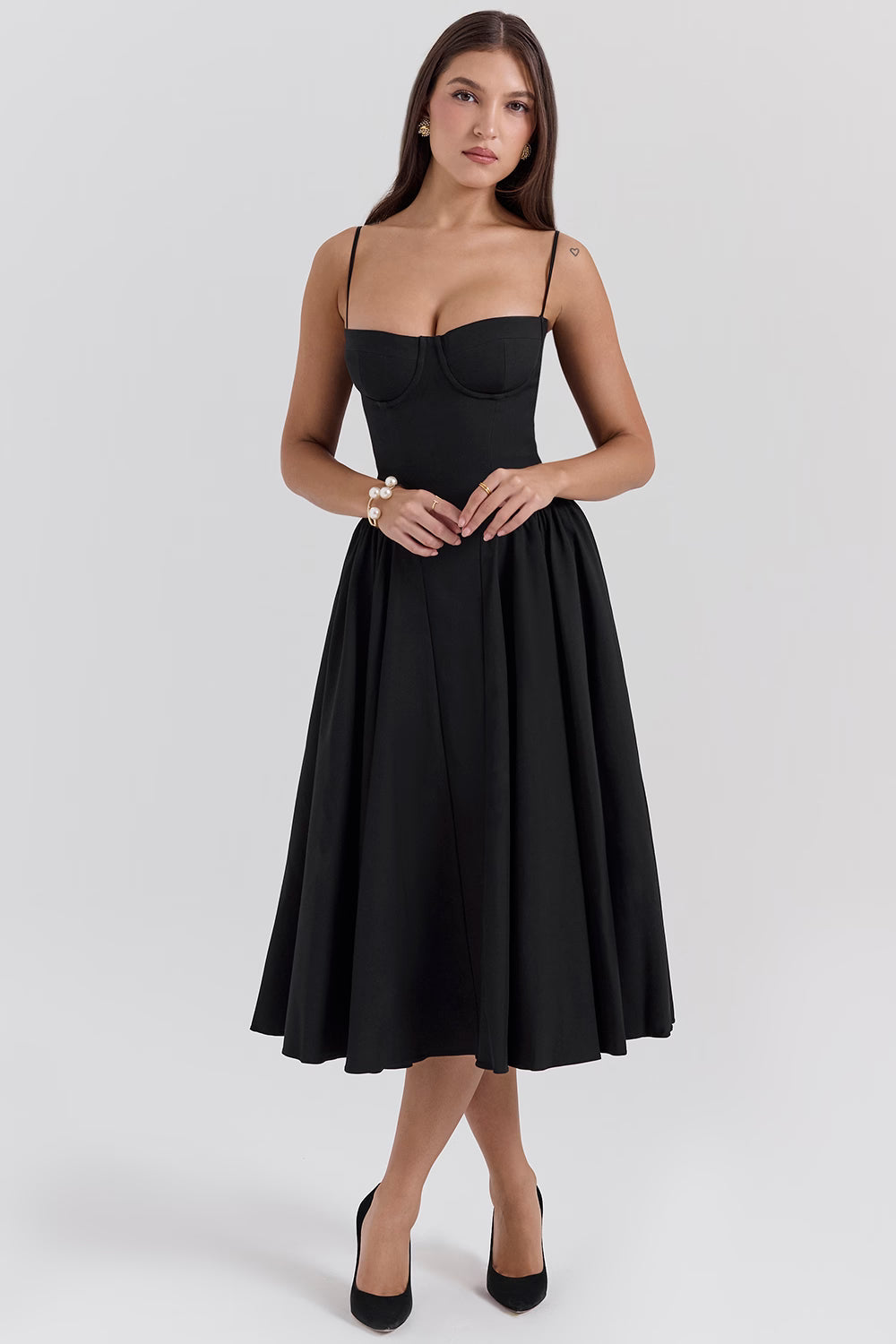 Valentina | Corset Midi Dres Taupe