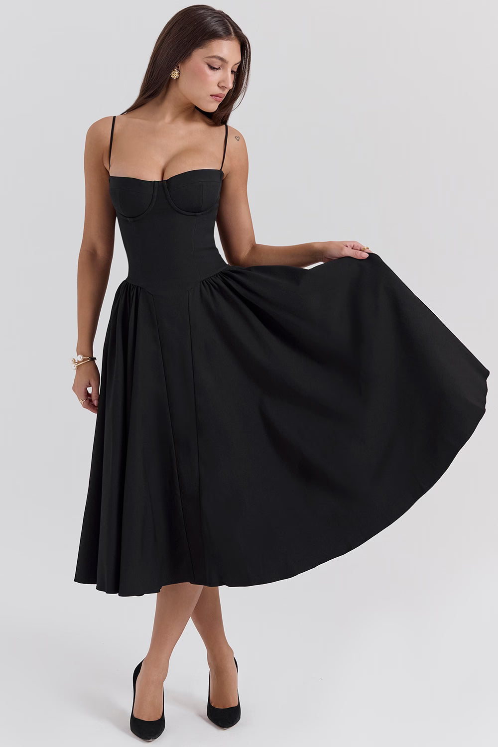 Valentina | Corset Midi Dres Black