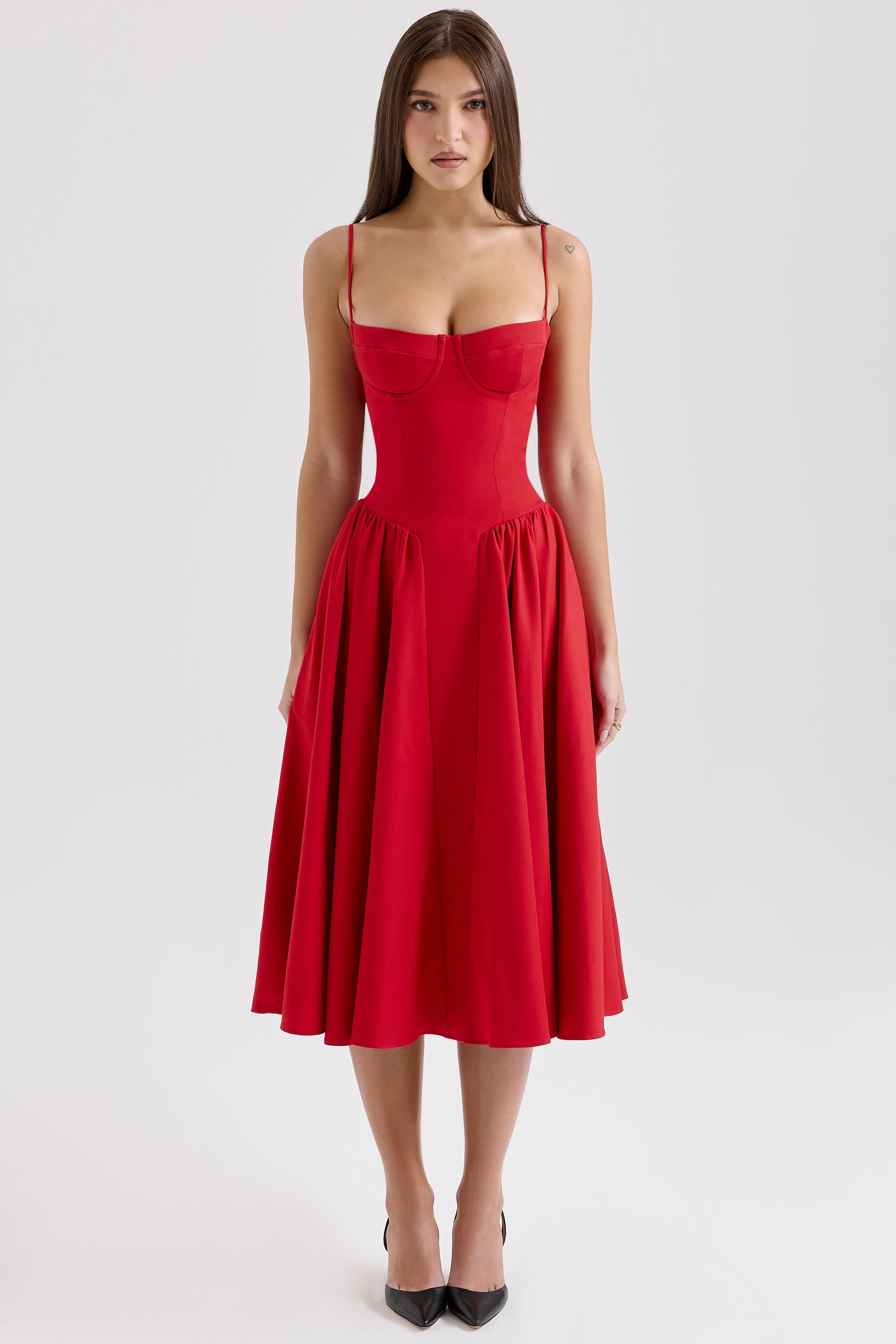 Lory | Elegant Midi Dress Red