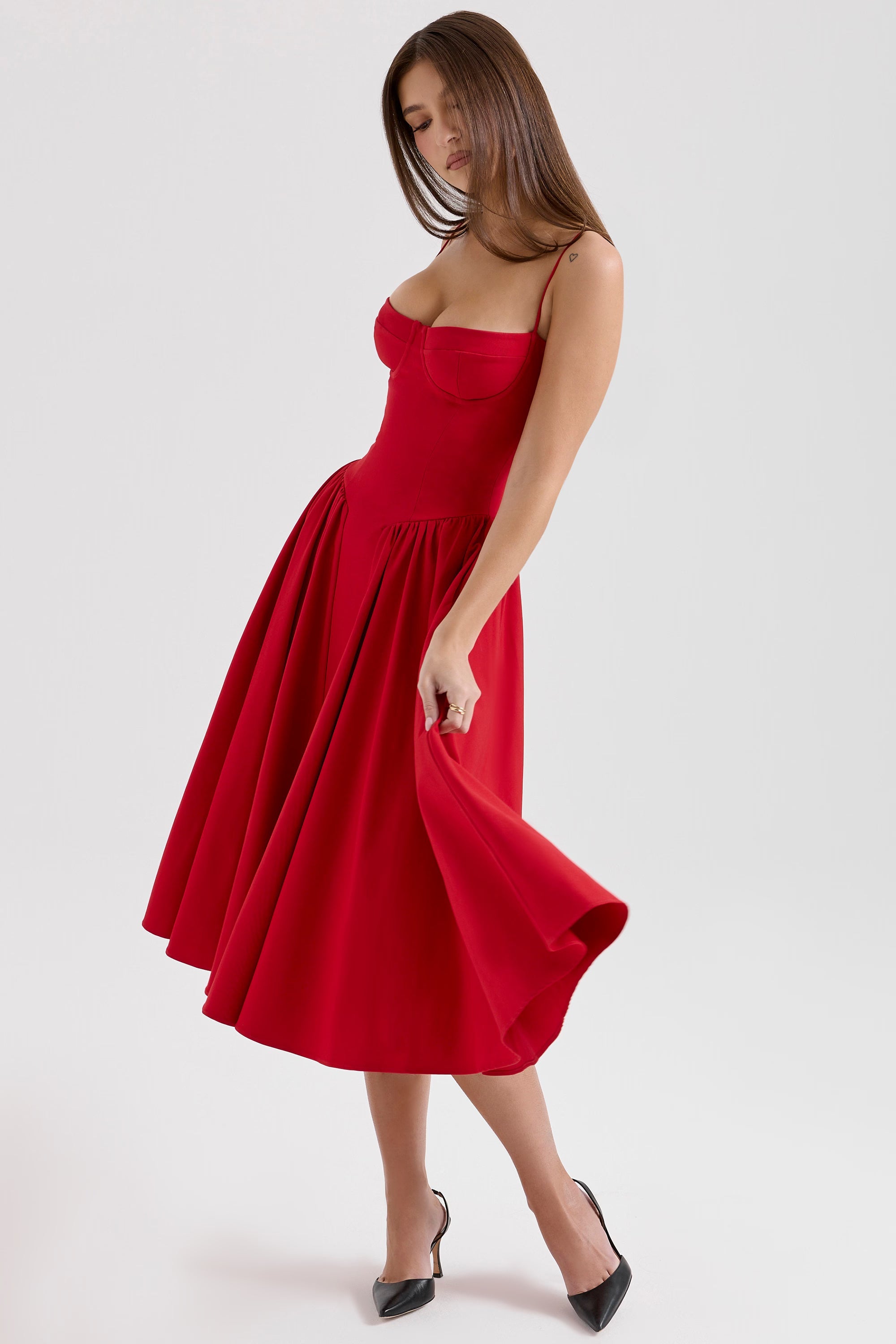 Valentina | Corset Midi Dres Red