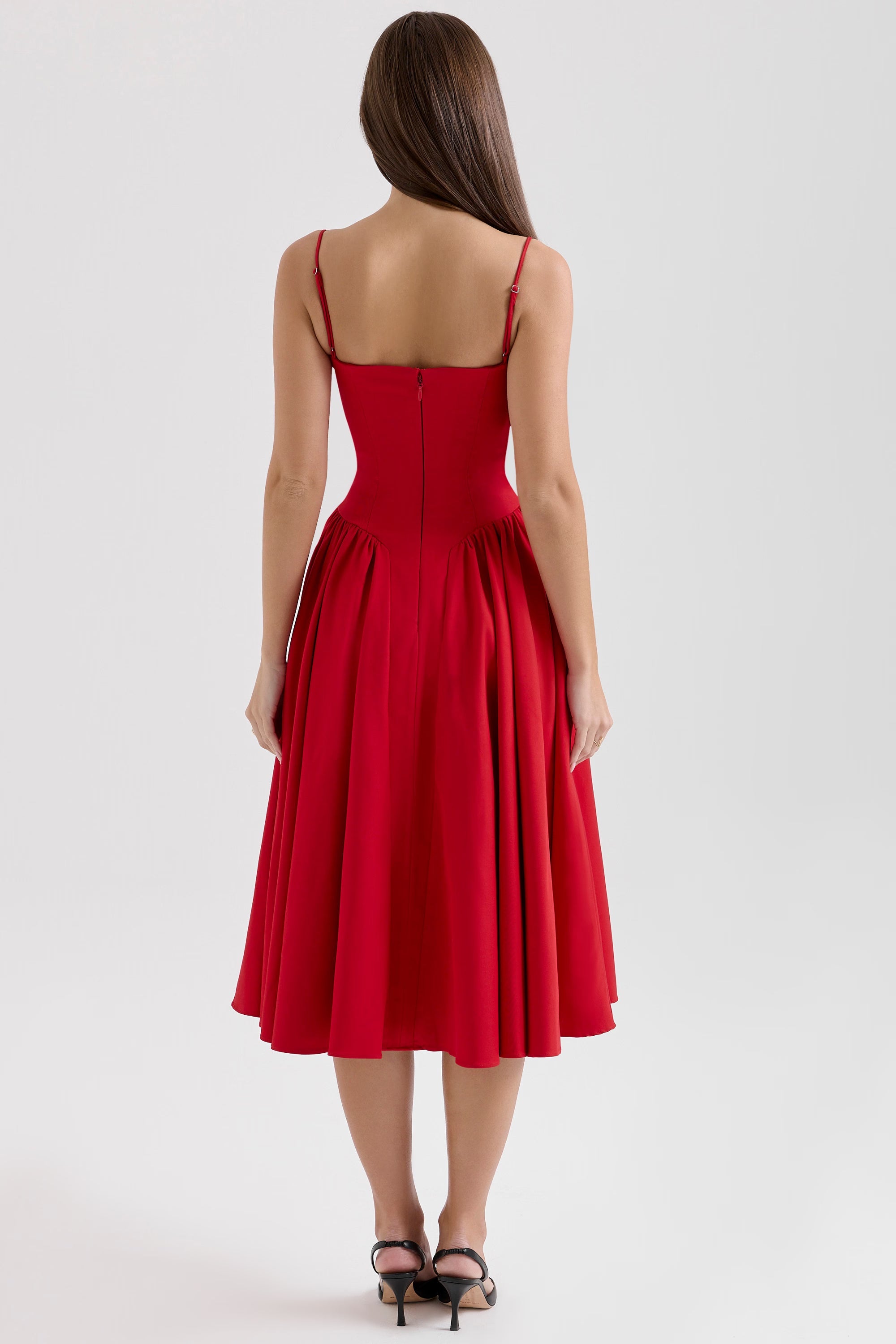 Valentina | Corset Midi Dres Red