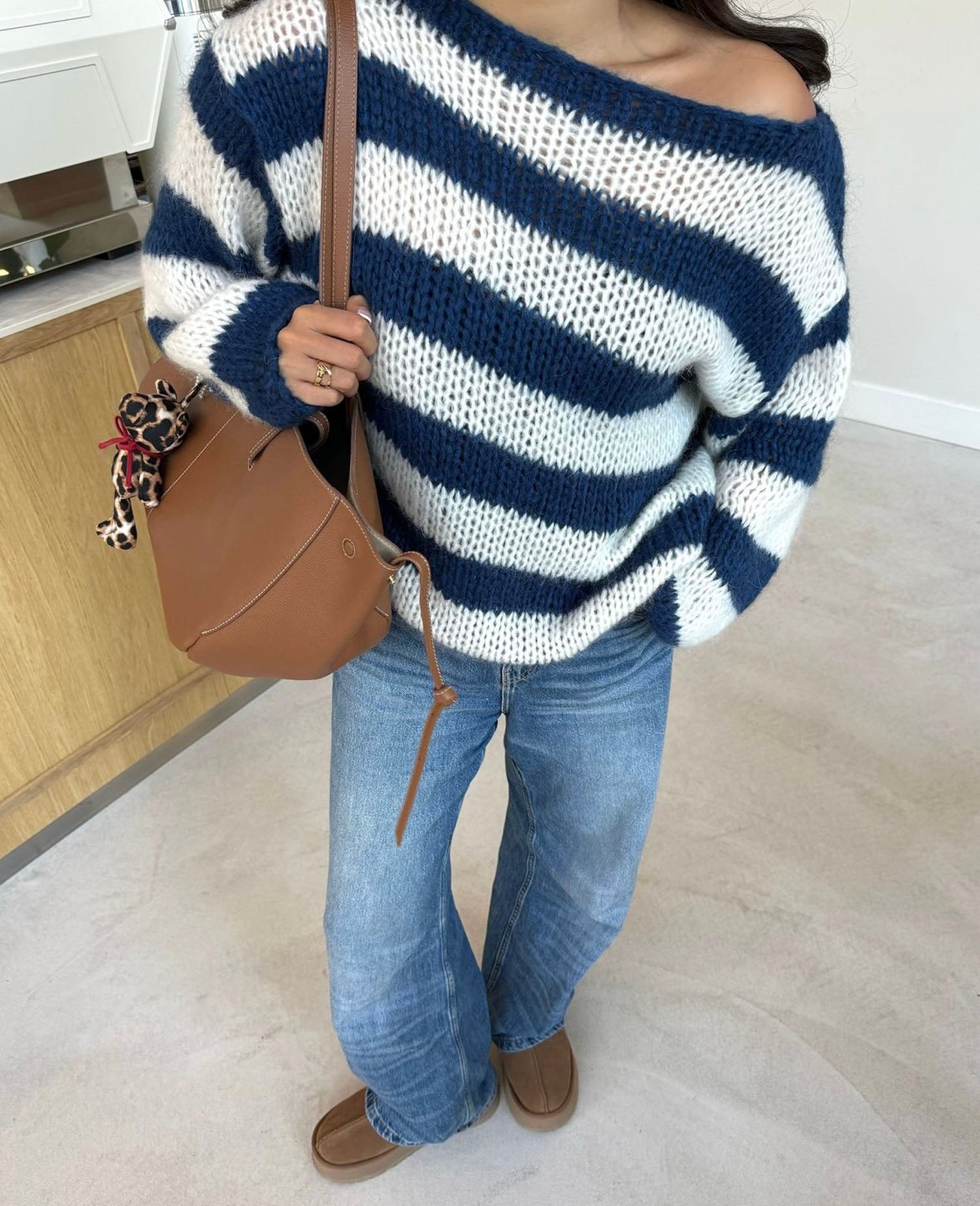 Marina | Striped Chunky Knit Sweater Blue