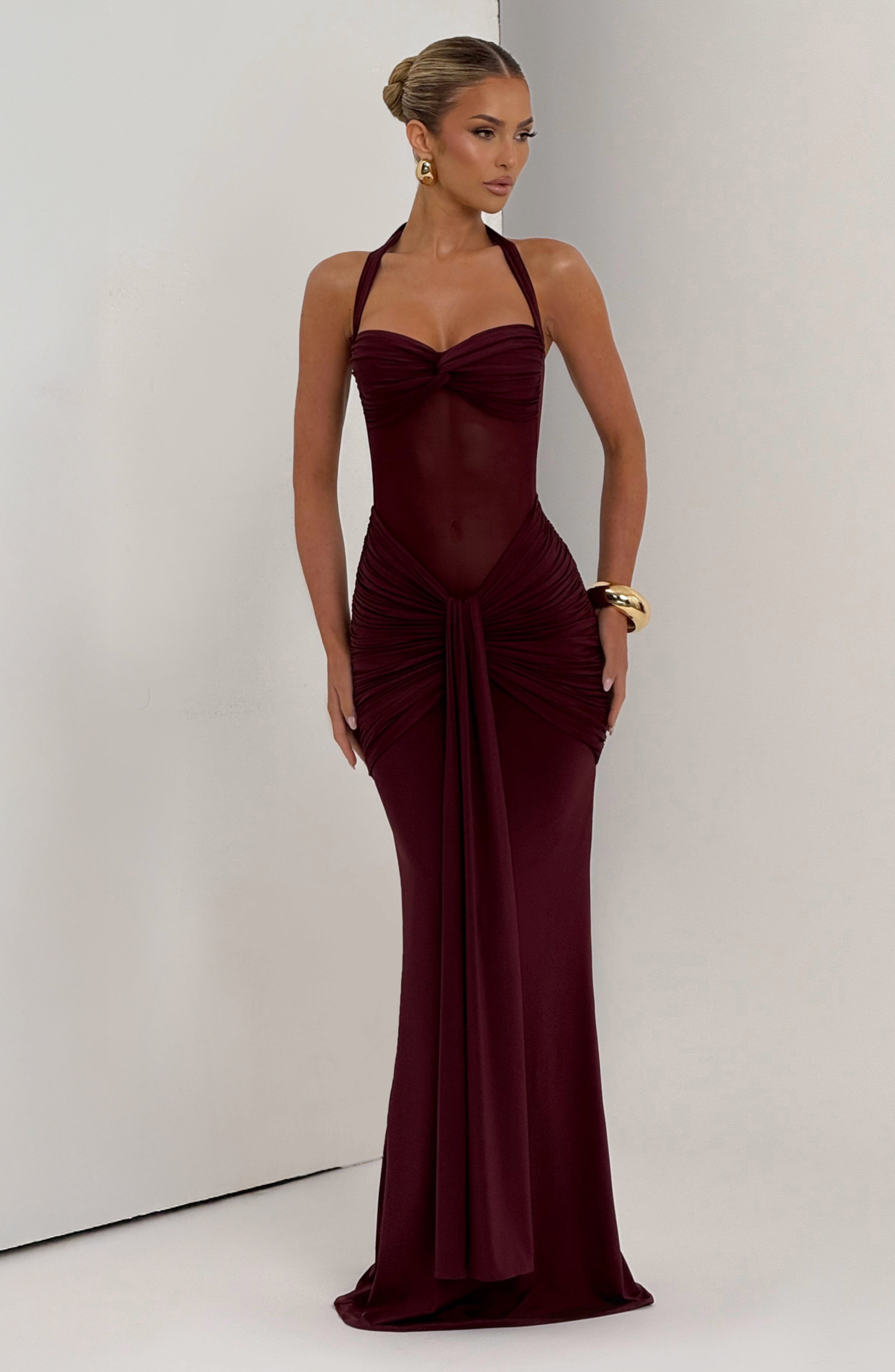 Aurea | Halter Maxi Dress Wine Red