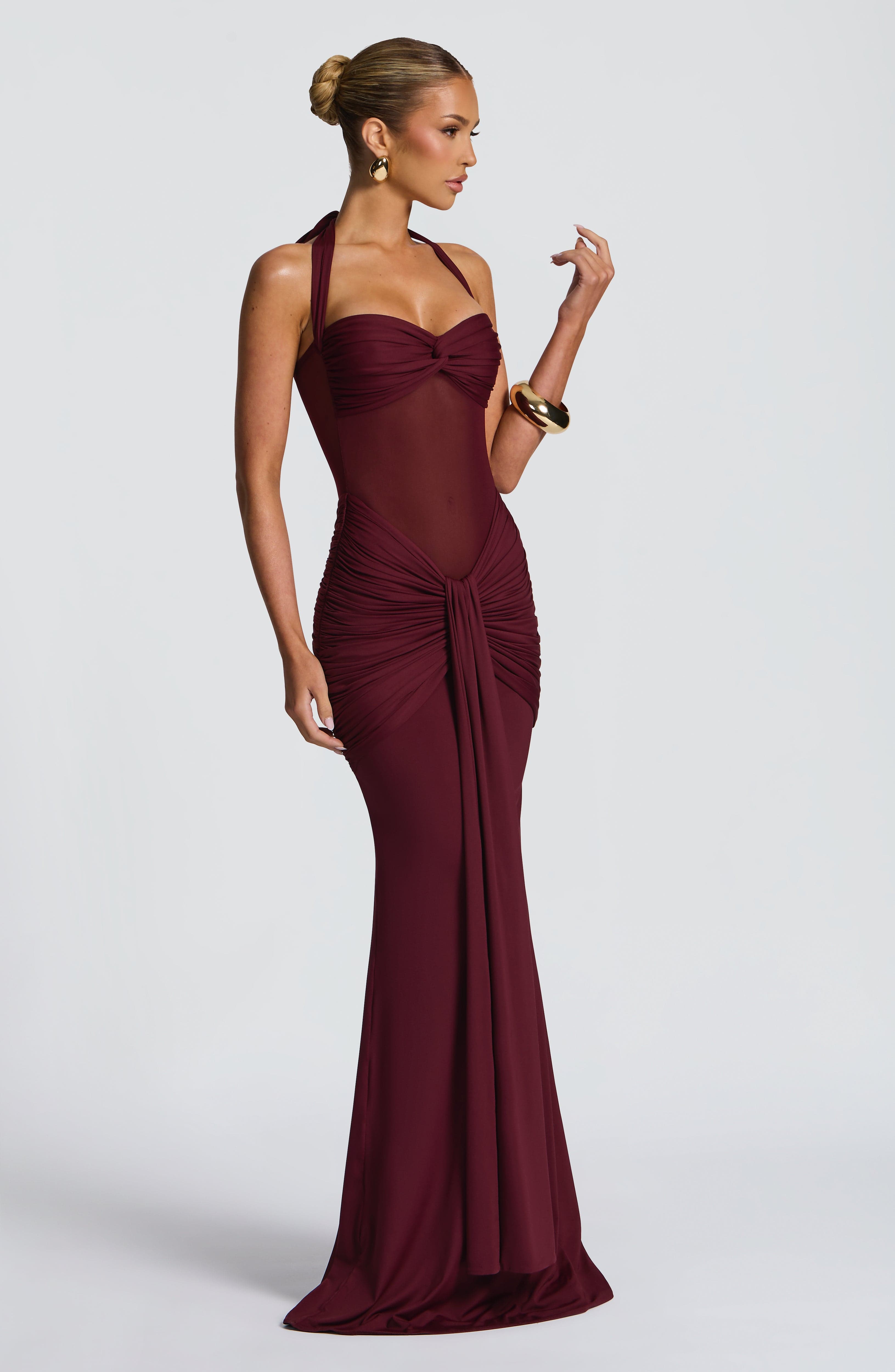 Aurea | Halter Maxi Dress Wine Red